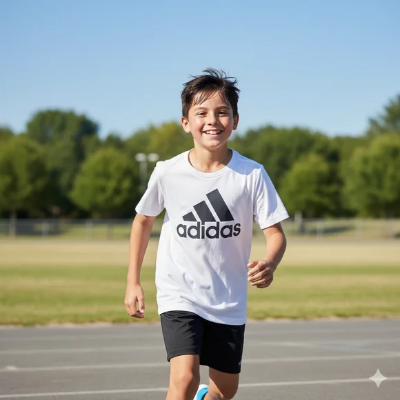 NWT Adidas Boys Performance Logo Tee White Size L (14/16) - Picture 1 of 9